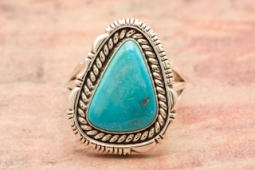 Artie Yellowhorse Genuine Sleeping Beauty Turquoise Sterling Silver Ring